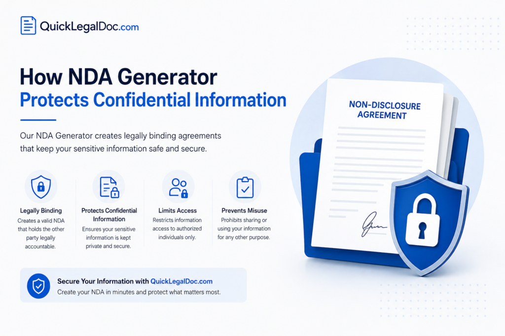 NDA Generator protecting confidential business information through secure non-disclosure agreements